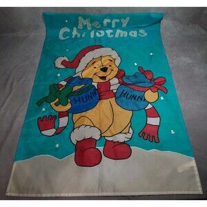 Disney Winnie The Pooh Christmas Outdoor Yard House Flag Roughly 28" X 43"
